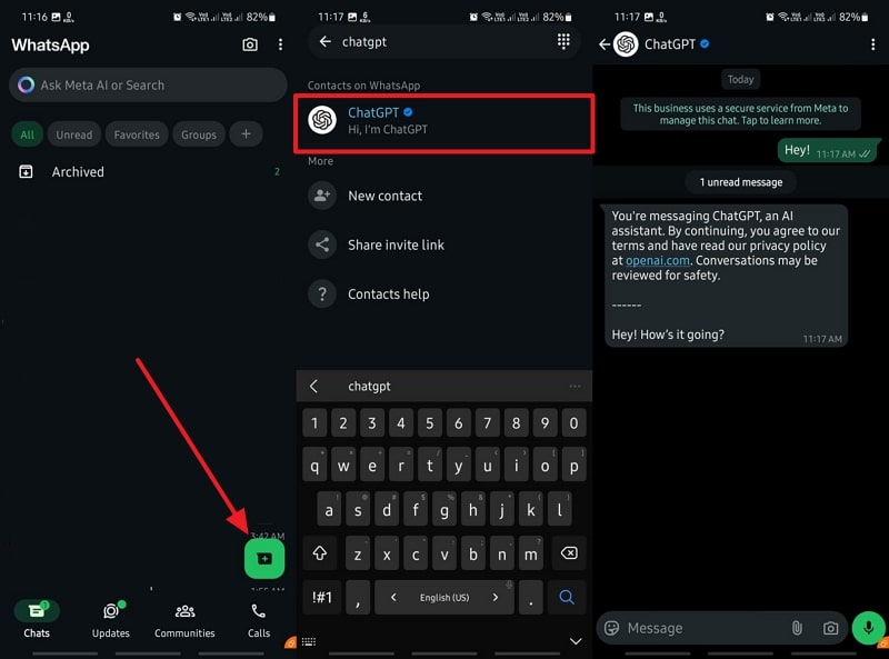 initiate chat with chatgpt
