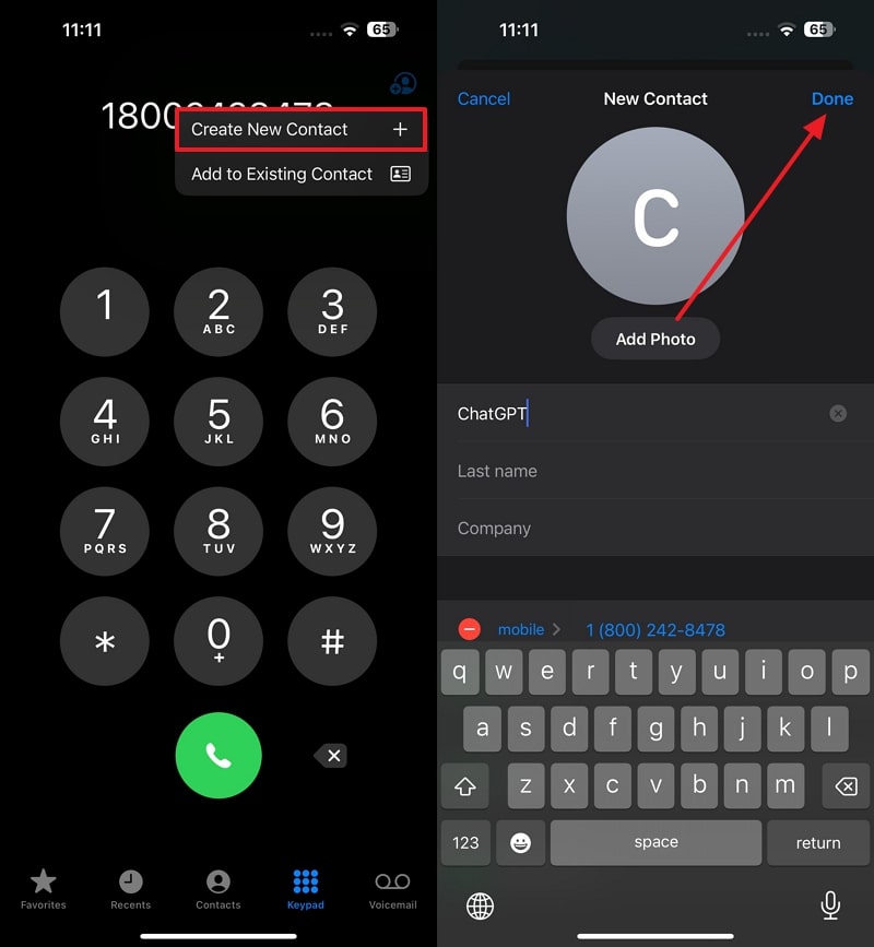 add chatgpt as new contact