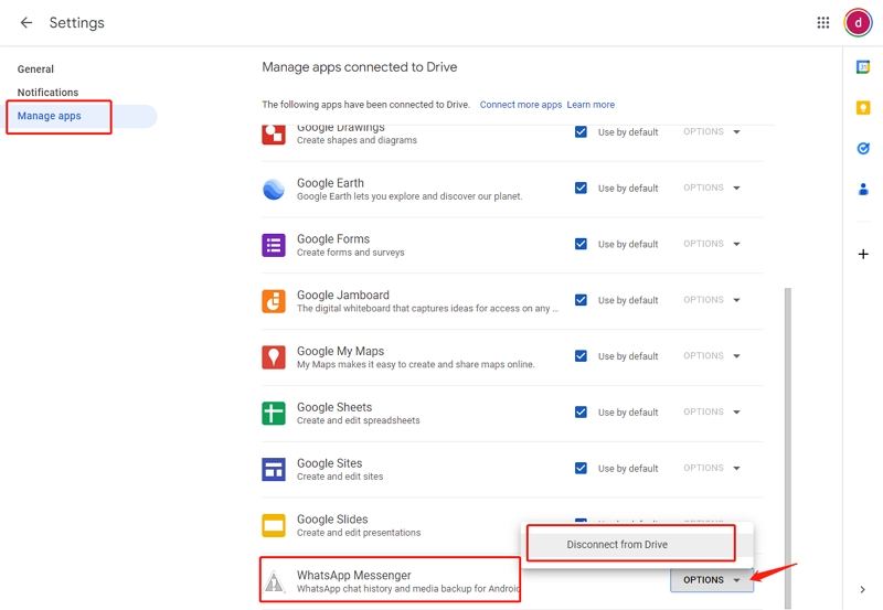 watsgo guide - open google drive backup
