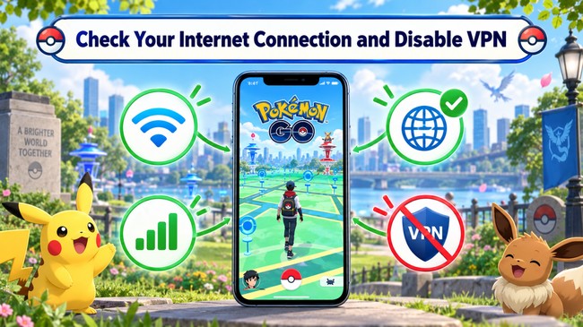 Check Your Internet Connection and Disable VPN