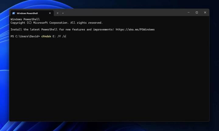run chkdsk command