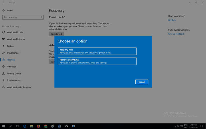 how to factory reset a laptop without password windows 10