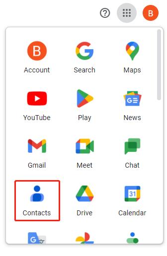 choose google contacts gmail