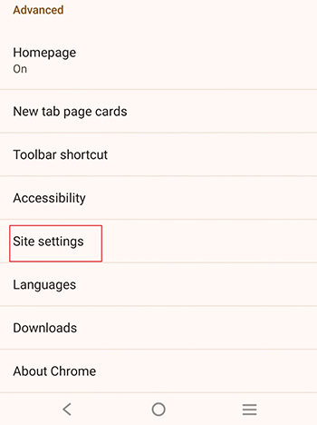 chrome site setting