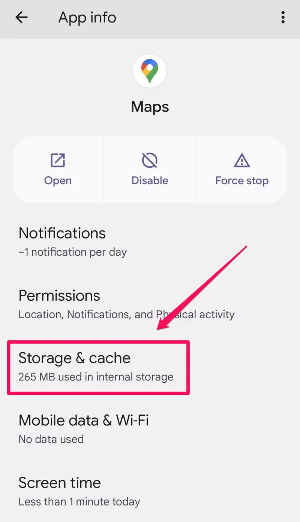 clear google maps cache