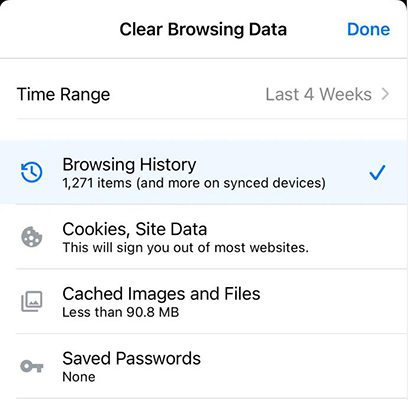 clear browsing data iphone chrome