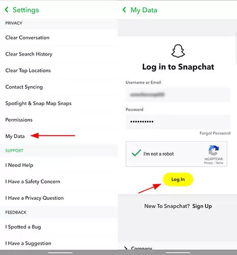 click my data snapchat