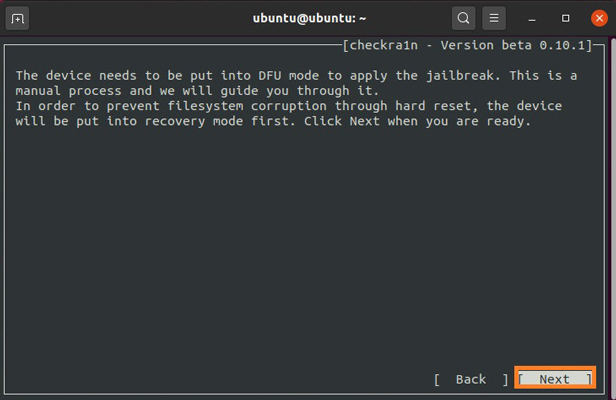 click next for recovery mode