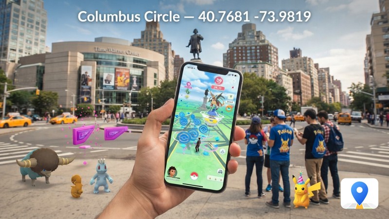 columbus circle new york pokemon go coordinates