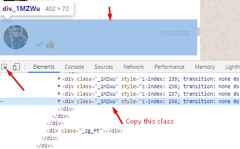 copy whatsapp web element contact