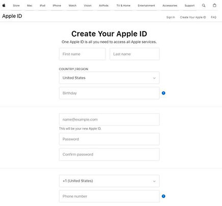 create new apple id