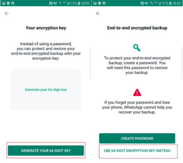 create whatsapp end-to-end encrypted backup