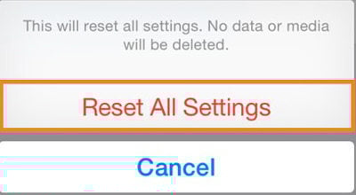 delayed notifications iPhone reset all settings