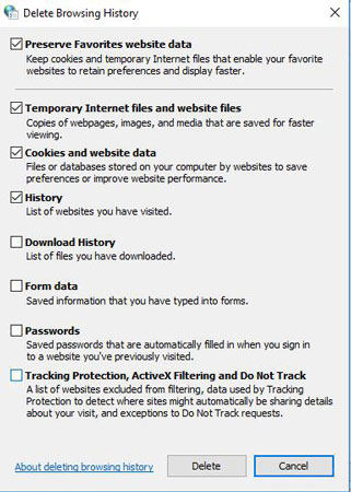 delete browsing history