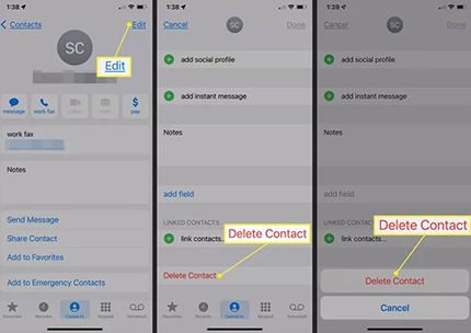 delete contacts iphone