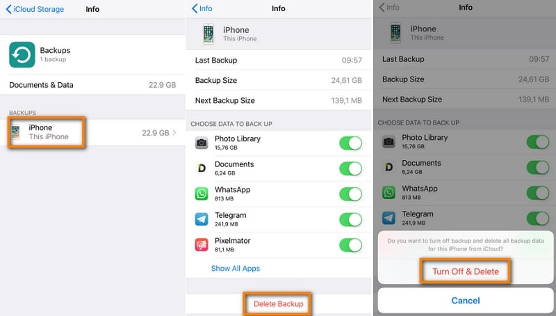 Delete Old Unused iCloud Backups