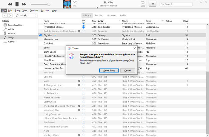  delete itunes library