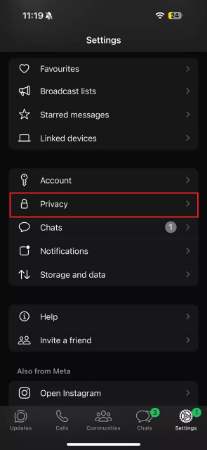 access the privacy settings