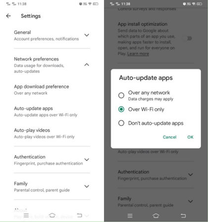 disable play store updates