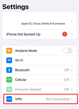 Disable VPN from iPhone Settings