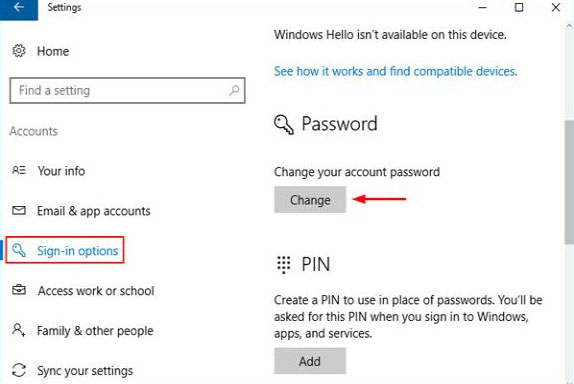 disable password windows 10