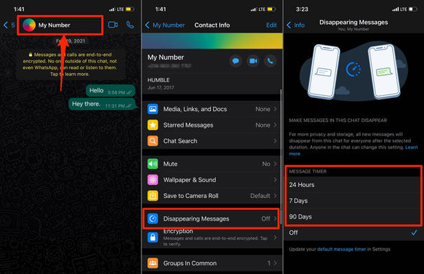 disappearing messages on iphone