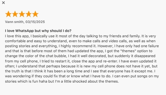 whatsapp good review