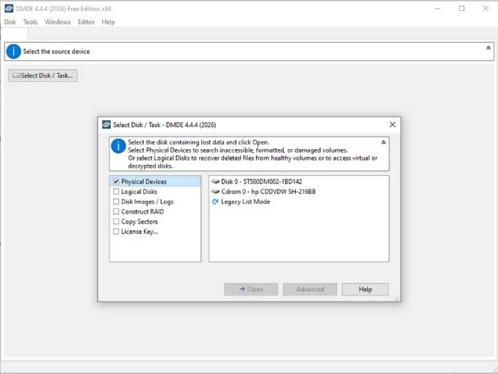 dmde software main