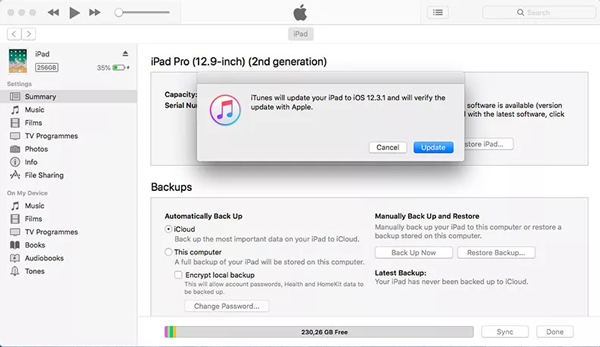 Use iTunes to Downgrade iPadOS 26 to iPadOS 18