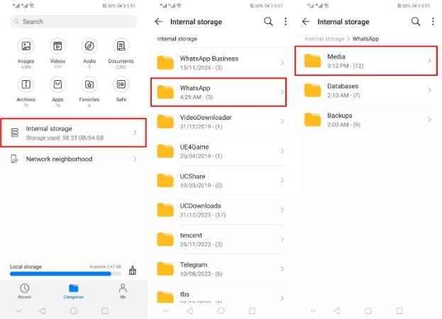 proceed with internal storage android