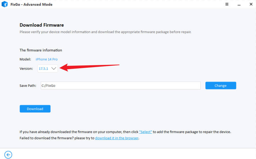 press the download button