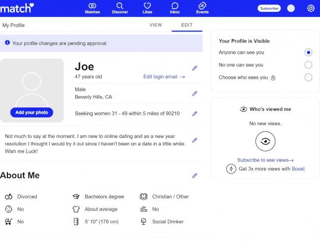 change your Match location in profile