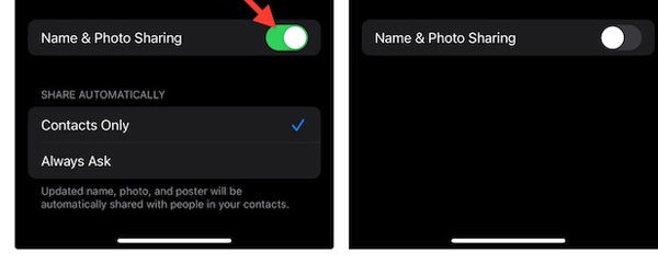 enable name photo sharing