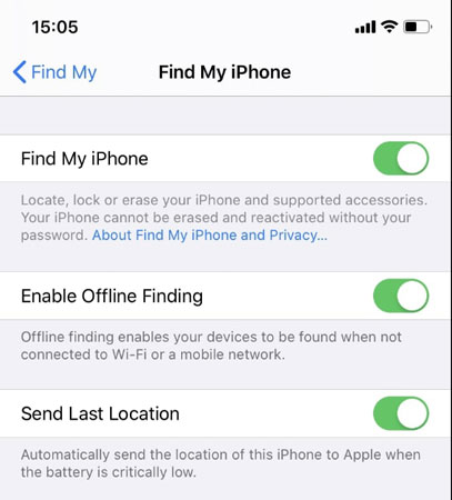 Find my outlet iphone offline