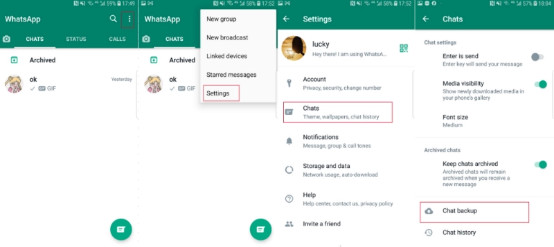 enter whatsapp chats backup setting
