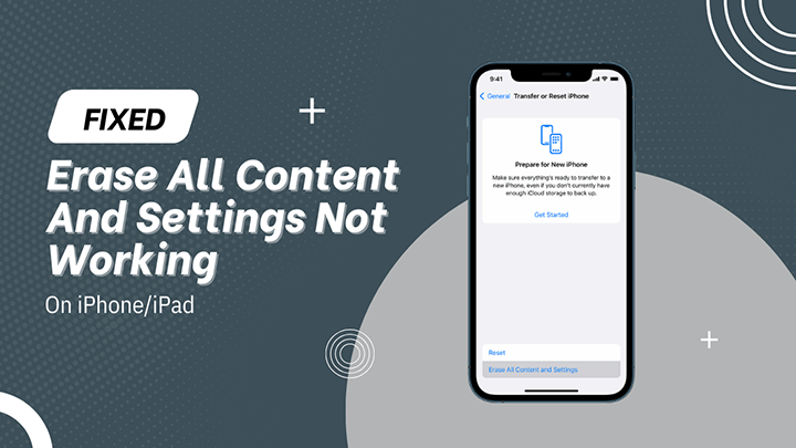 erase all content and settings not working