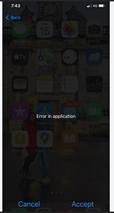 error in application