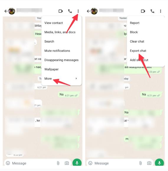 export whatsapp chats on android