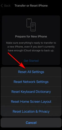 Reset all settings to fix Face ID with mask not working