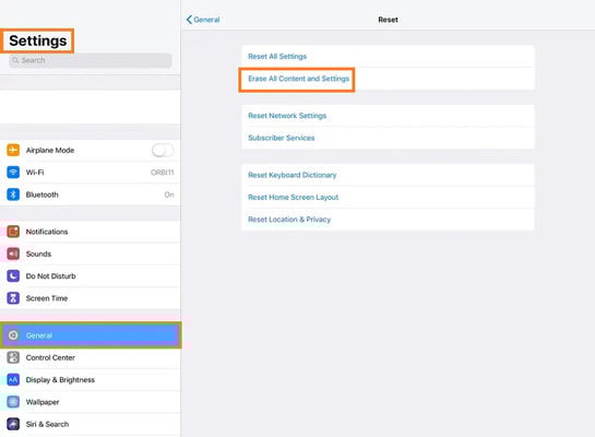 Factory Reset the iPad