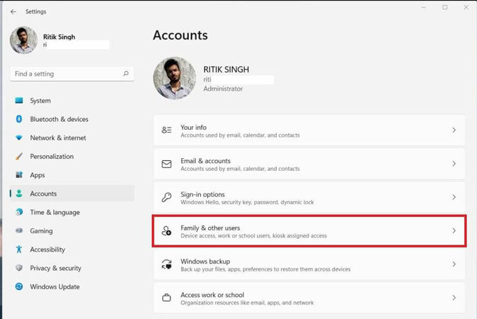 family and other users