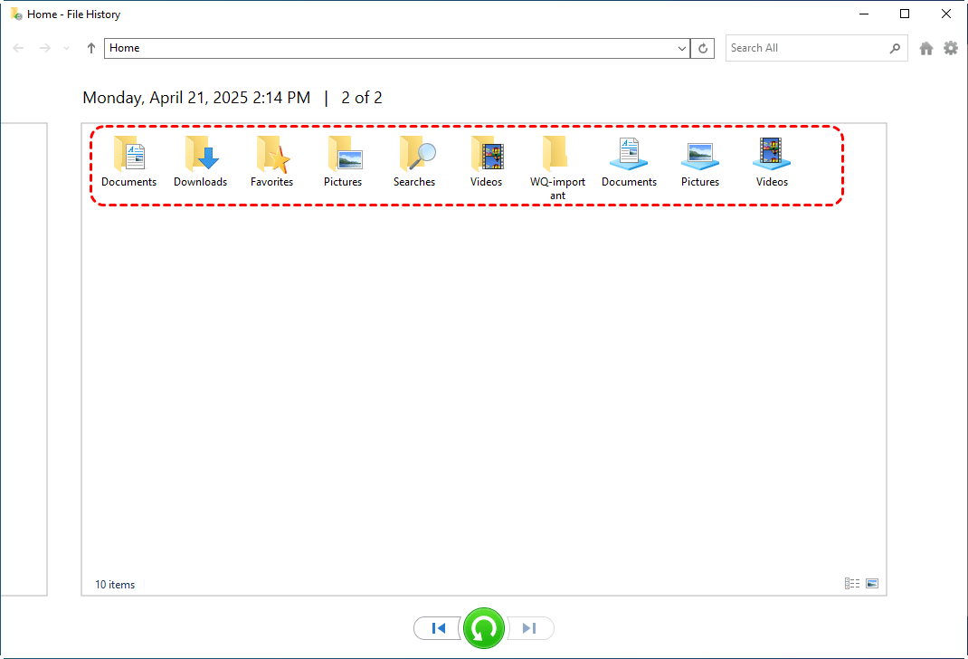 file history backup