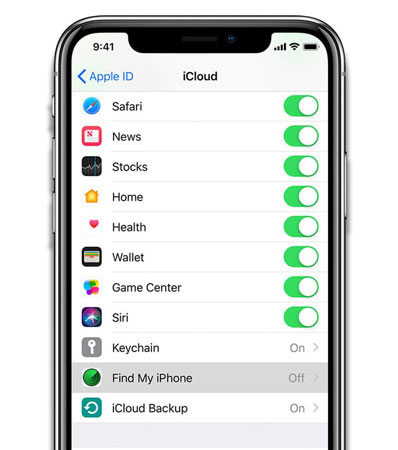iphone icloud settings find my