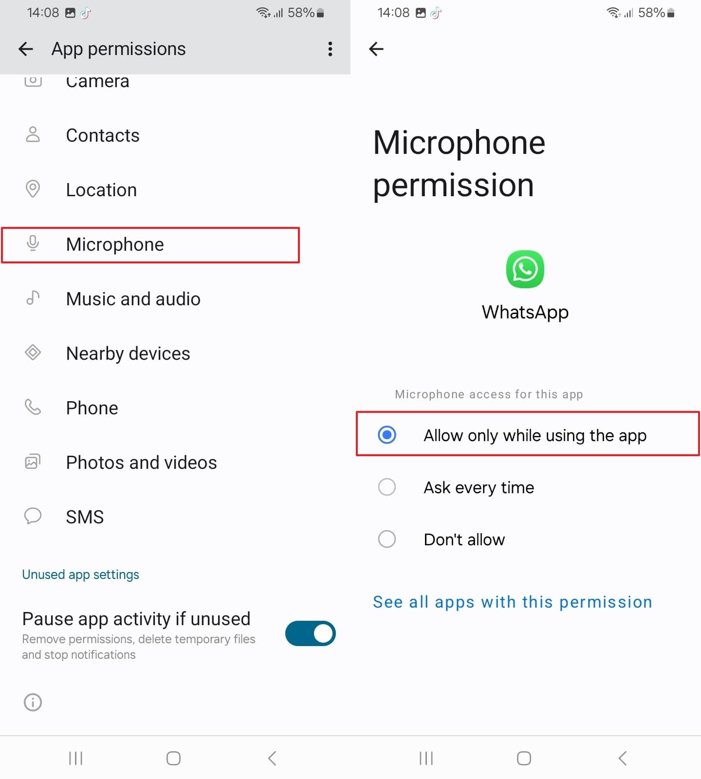 give the microphone permissions