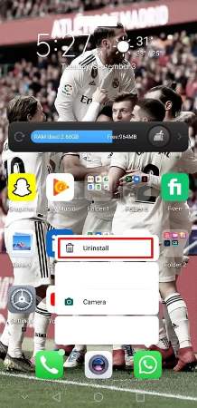 select the uninstall option