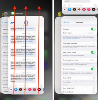 Force Quit Messages App to Fix iPhone Shows Unread Text Messages But There Are None