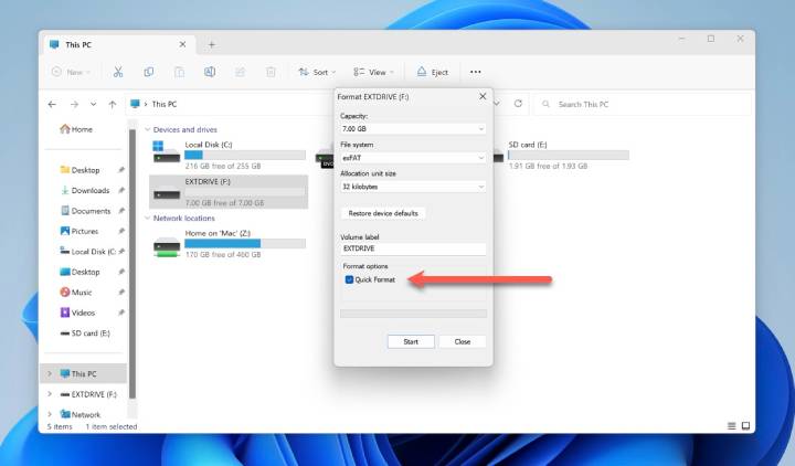 format RAW drive in File Explorer after CHKDSK