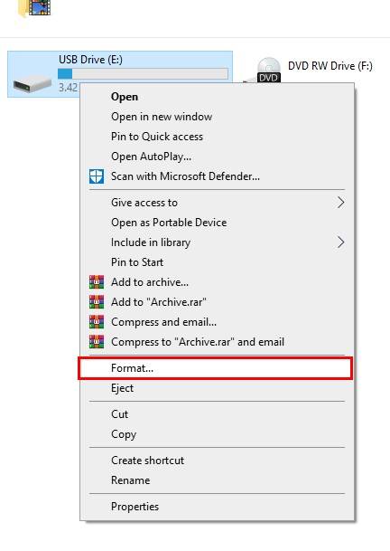 format USB flash drive