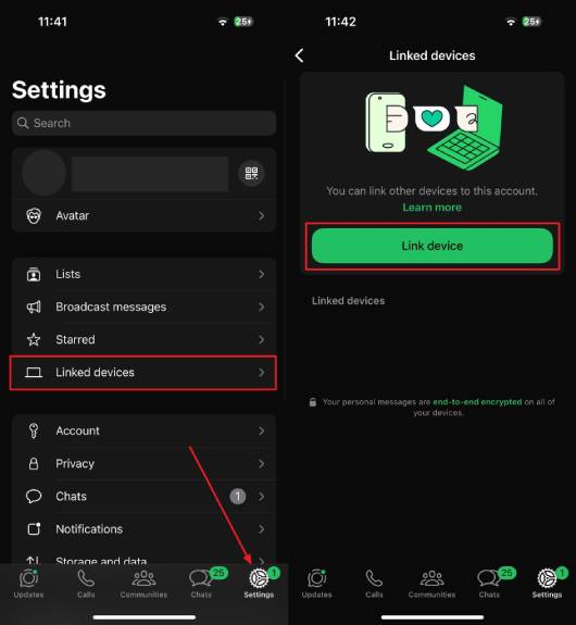 choose whatsapp link a device