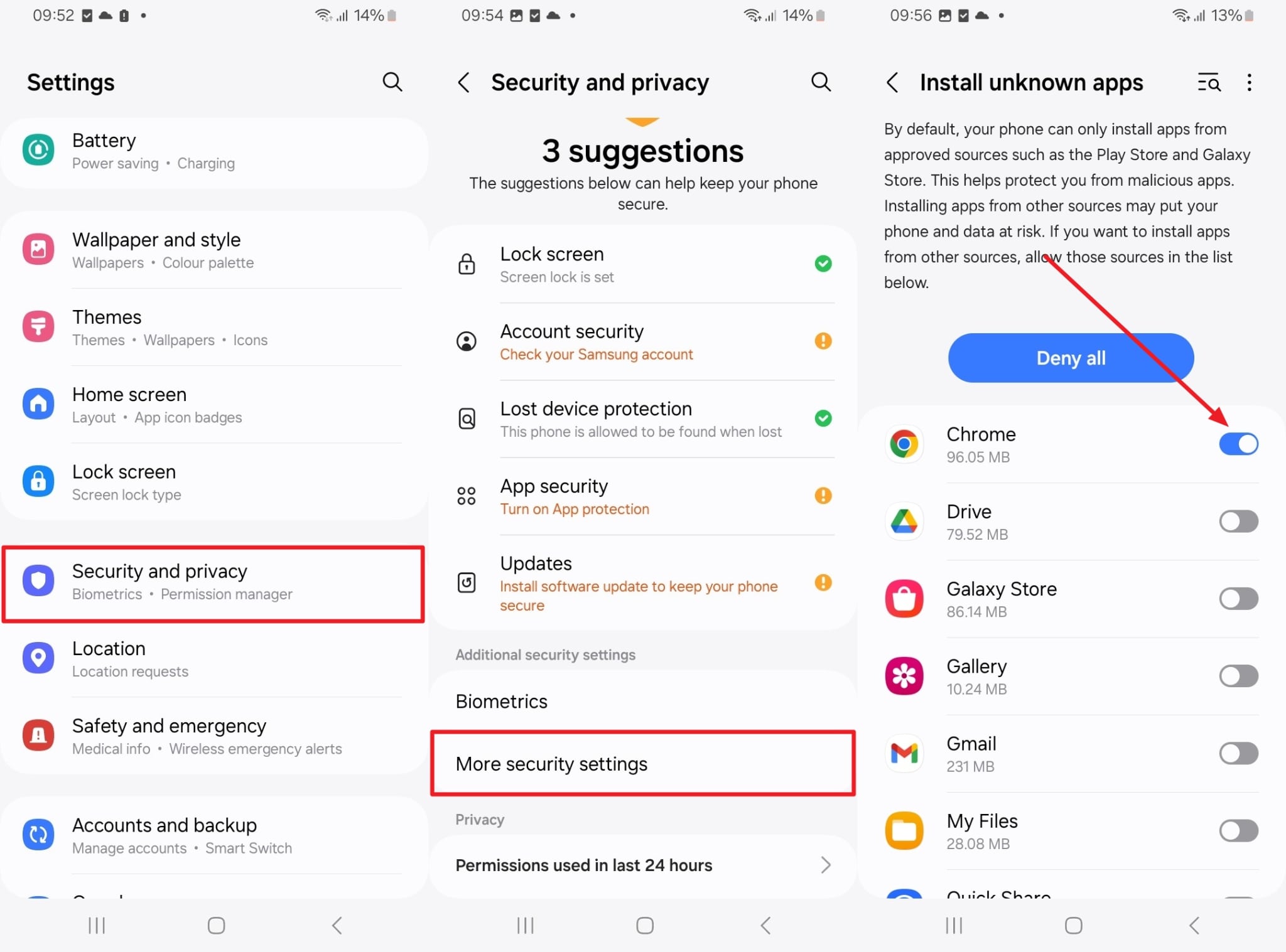 enable chrome to install unknown apps